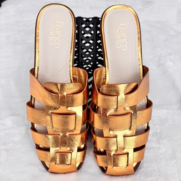 FRANCO SARTO Bartis Square Toe Gold Vegan Leather Fisherman Mule--NEW--8 - Picture 4 of 15